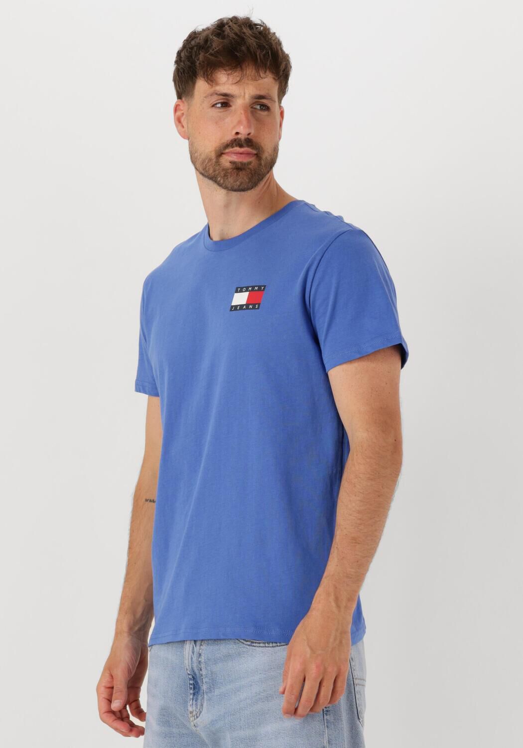 TOMMY JEANS Heren Polo's & T-shirts Tjm Slim Essential Flag Tee Ext Blauw