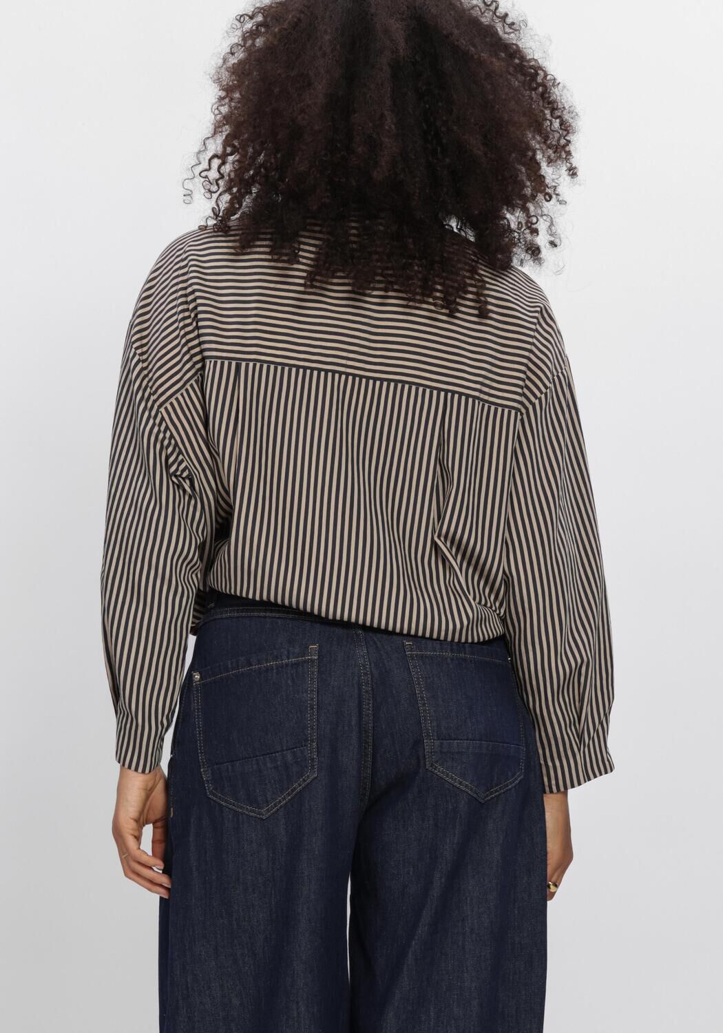 Zwarte SUMMUM Blouses BLOUSE BOXY TWO TONE STRIPE SMALL - large
