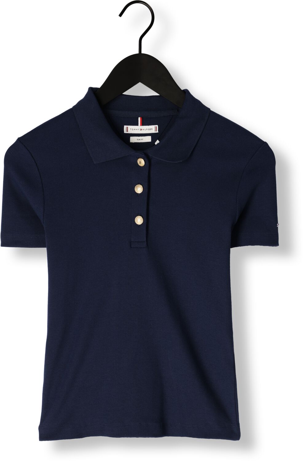 TOMMY HILFIGER Dames Tops & T-shirts Slim Gold Button Polo Ss Donkerblauw