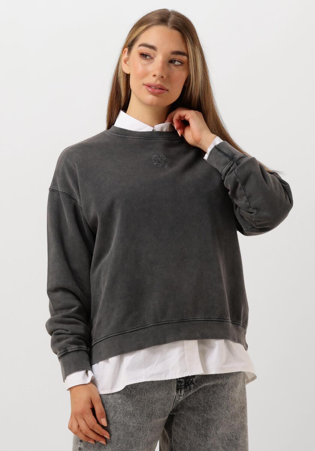 MY ESSENTIAL WARDROBE Dames Truien & Vesten Diegomw Logo Emb. Sweat Donkergrijs
