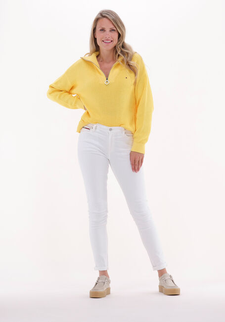 Gele TOMMY HILFIGER Trui HAYANA CABLE ZIP-UP SWEATER - large