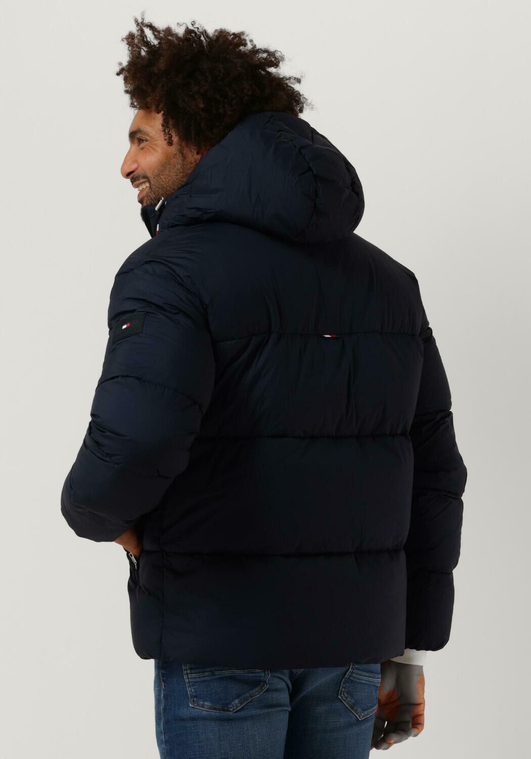 donkerblauwe tommy hilfiger gewatteerde jas ny high loft puffer