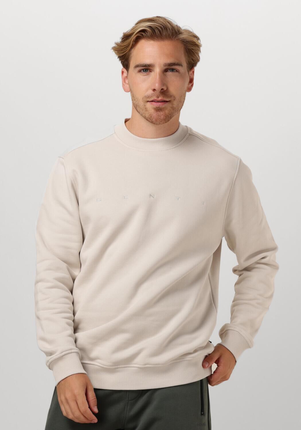 Genti Kitgekleurde Stijlvolle Sweater voor Mannen Beige Heren