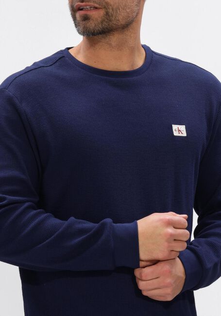 Donkerblauwe CALVIN KLEIN Trui LS WAFFLE BADGE CREWNK TEE - large