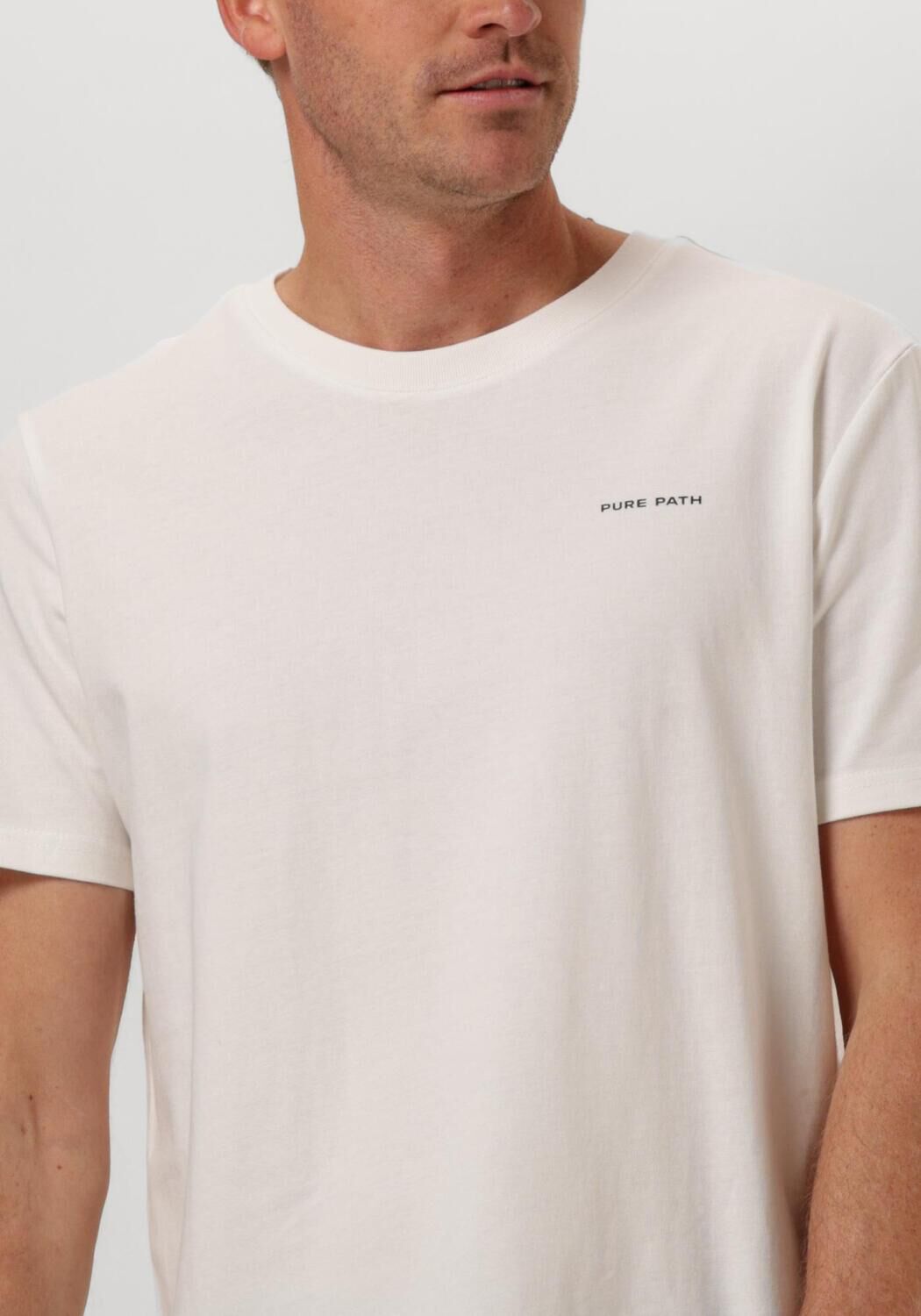 PURE PATH Heren Polo's & T-shirts Regular Fit T-shirts Crewneck Ss103 Gebroken Wit