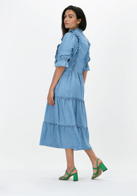 Blauwe DEA KUDIBAL Midi jurk SILJA NS (CO) - DRESS WITH RUFFLES - large