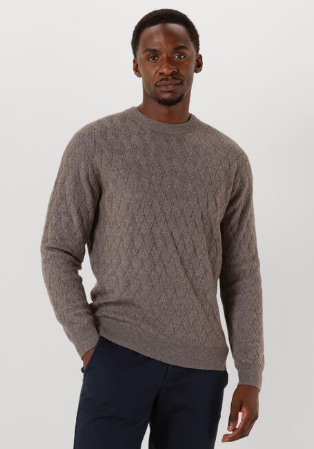 Taupe GENTILUOMO Trui ROUND LS - large