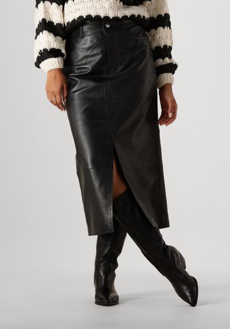 Zwarte Y.A.S. Maxirok YASMINA HW LEATHER LONG SKIRT - large