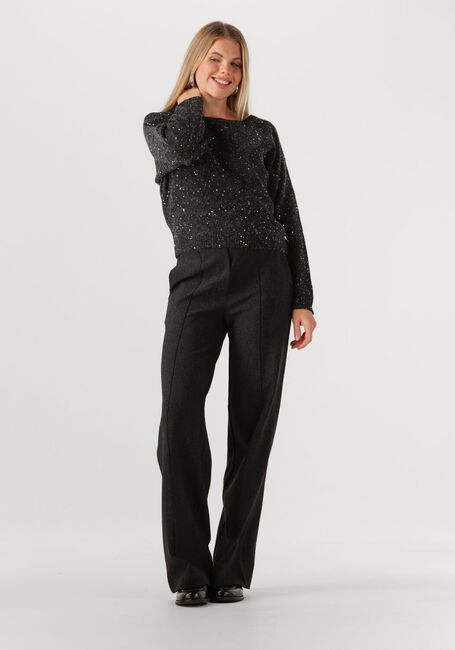 Donkergrijze JANSEN AMSTERDAM Wijde broek ELLEN BROEK HVM 411 WIDE LEG ELASTIQUE LOGO WAISTBAND - large
