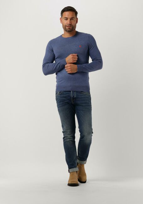 Blauwe SCOTCH & SODA Trui ESSENTIALS - ECOVERO VISCOSE-BLEND LOGO CREWNECK PULLOVER - large