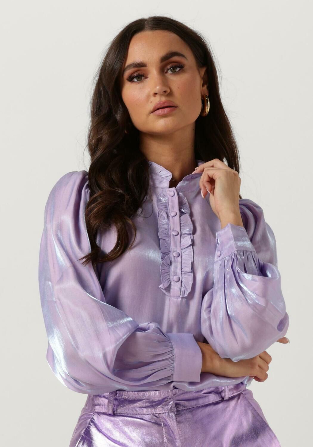 Aaiko Blouse met Lange Mouwen en Tamari Shine Purple Dames