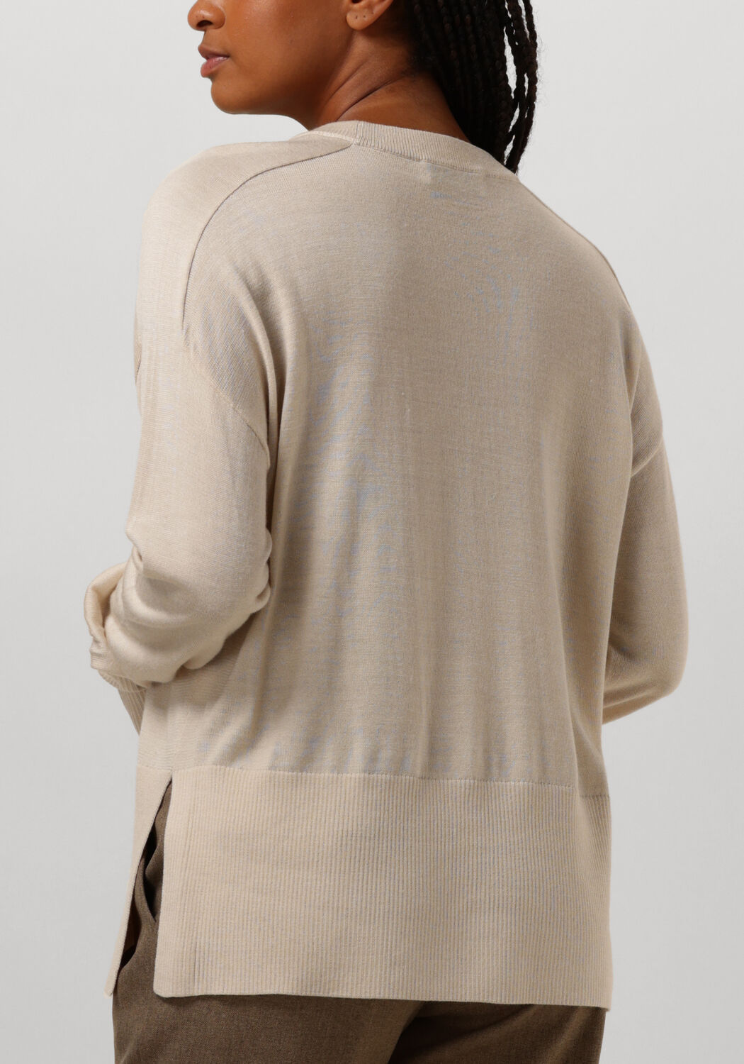 RUBY TUESDAY Dames Truien & Vesten Vallie Soft Round Neck Pullover High Border Beige