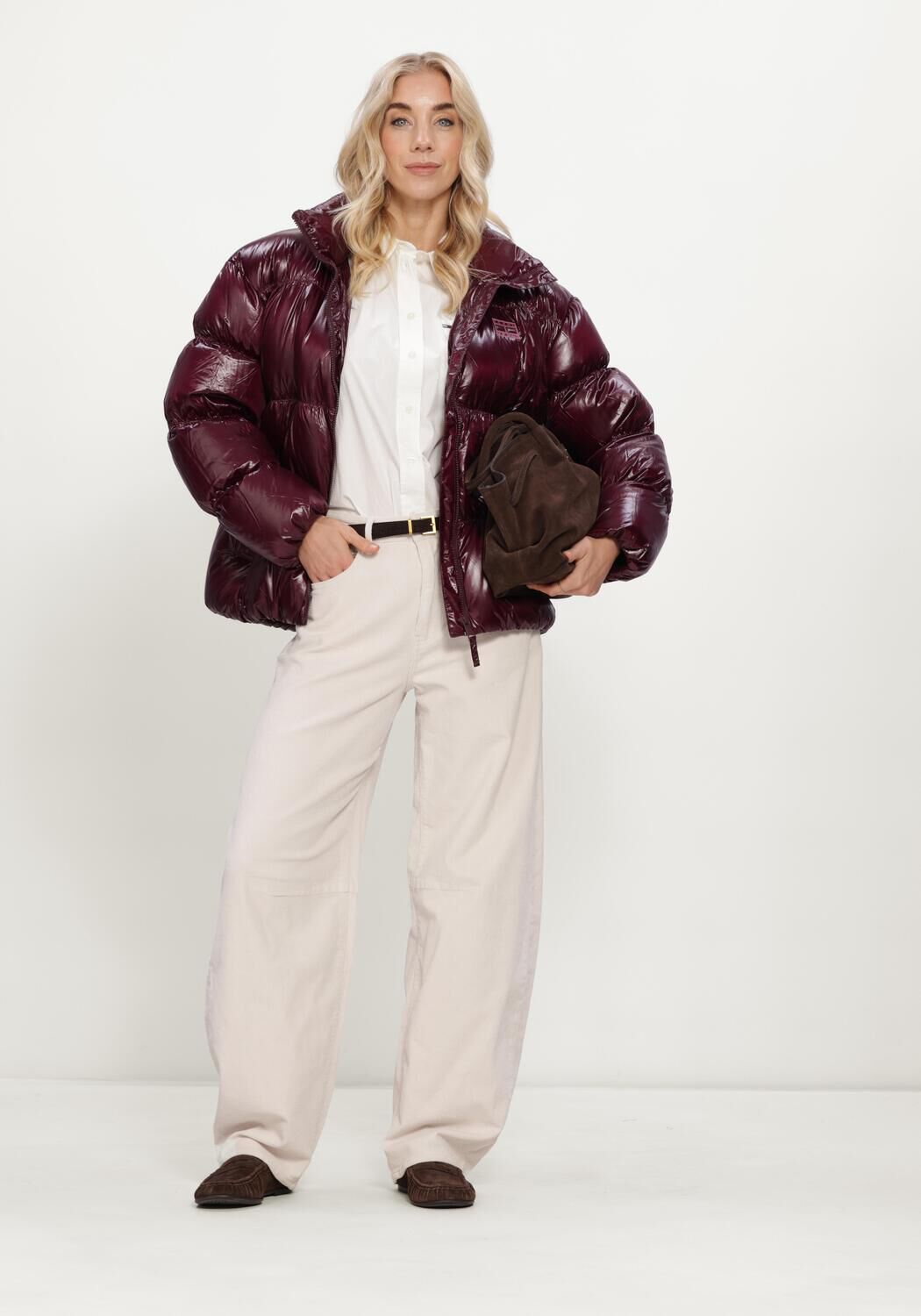 CATWALK JUNKIE Dames Jeans Bold Barrel Fit Corduroy Trousers Beige