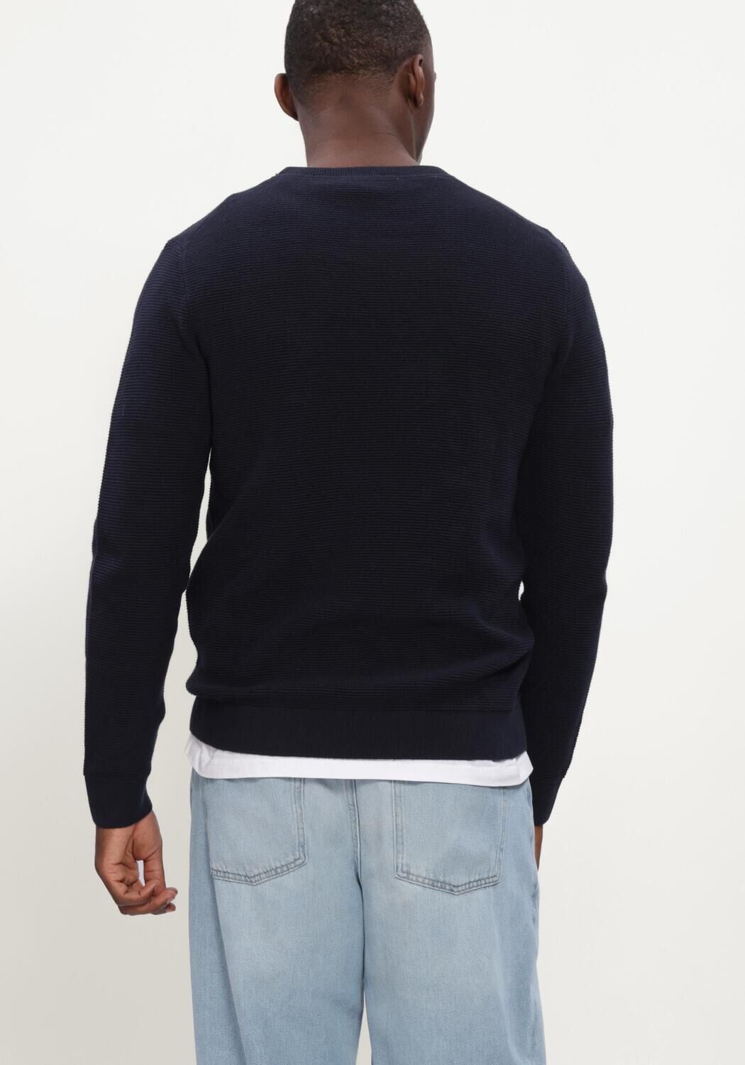 SELECTED MEN Heren Truien & Vesten Slhross Ls Knit Structure Crew Neck Noos - Donkerblauw, foto 3