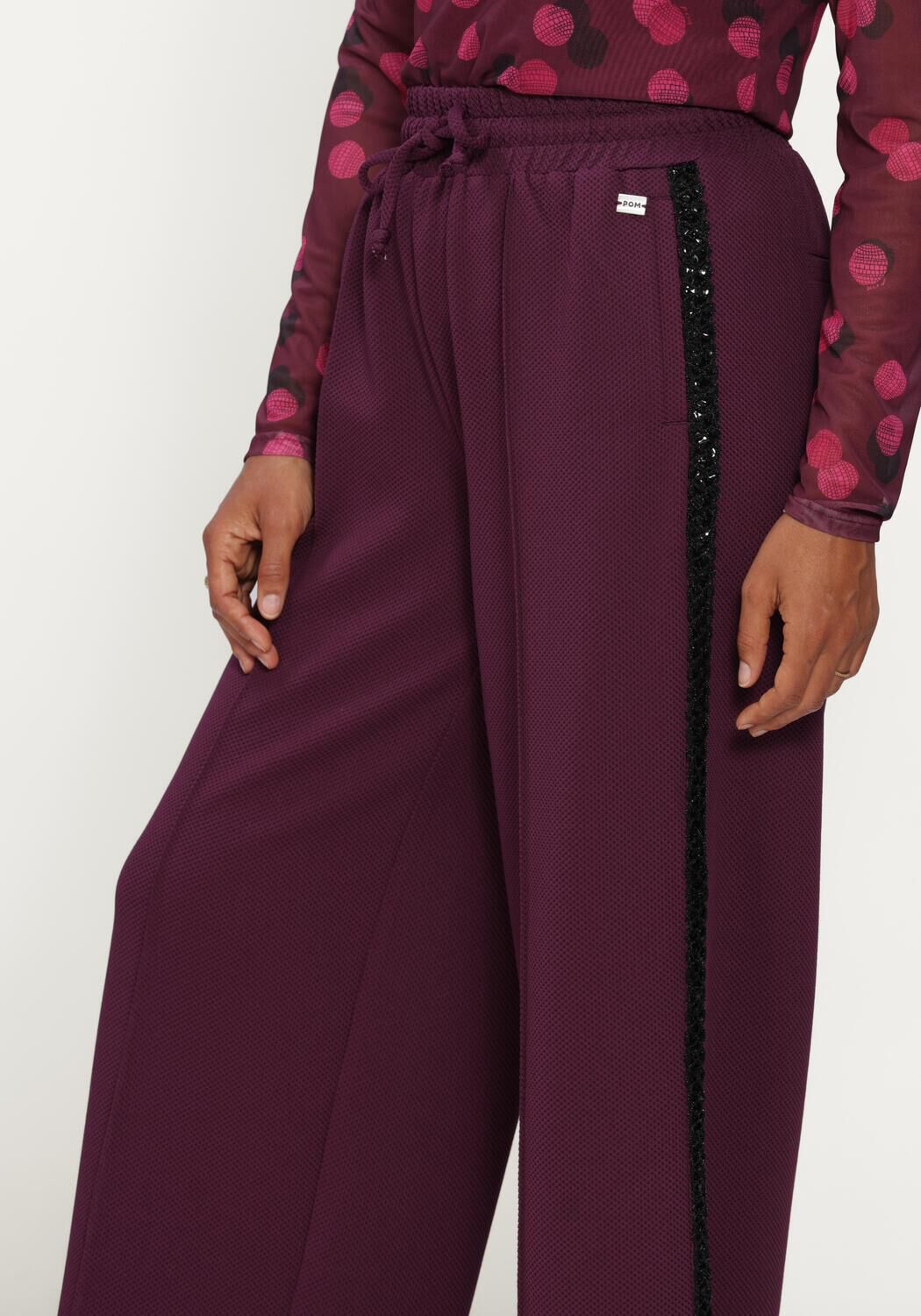 Paarse POM AMSTERDAM Wijde broek LEAH DARK PLUM - large