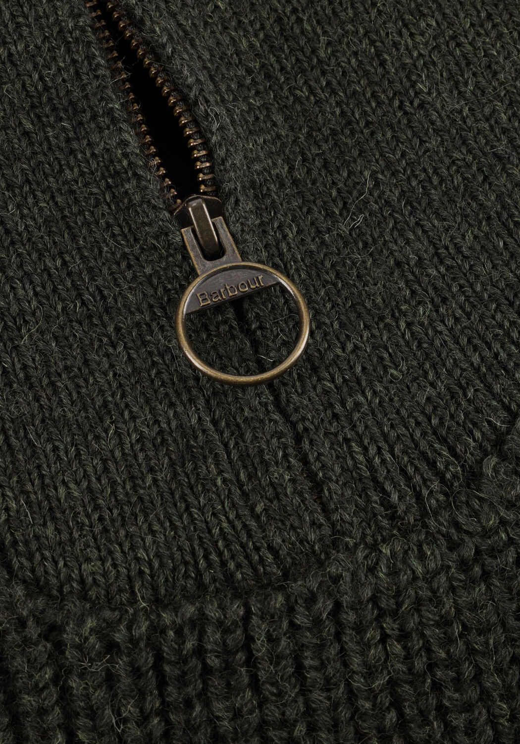 Donkergroene BARBOUR Trui NEW TYNE HALF ZIP KNITTED JUMPER - large
