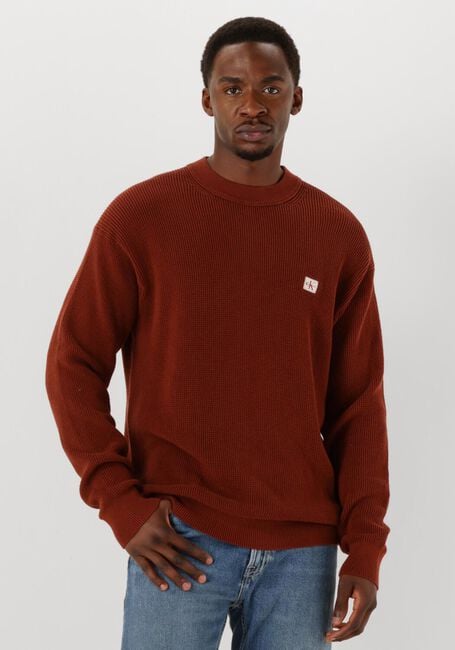 Rode CALVIN KLEIN Trui LS EZ COTTON WAFFLE CREWNK SWTR 9 - large