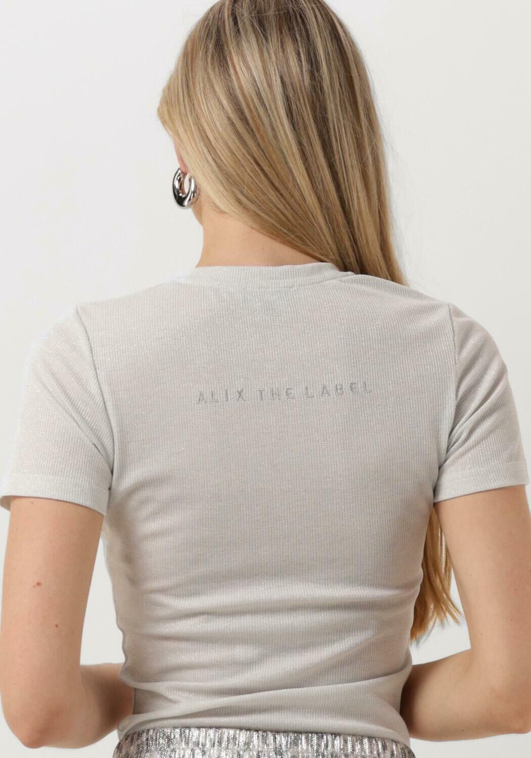 ALIX THE LABEL Dames Tops & T-shirts Ladies Knitted Lurex Rib T-shirt Wit