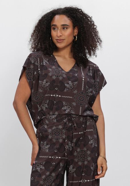 Bruine STUDIO ANNELOES Top Renske paisley vneck top - large