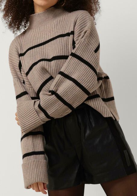 Taupe CO'COUTURE Trui ROW STRIPE BOX CROP KNIT - large
