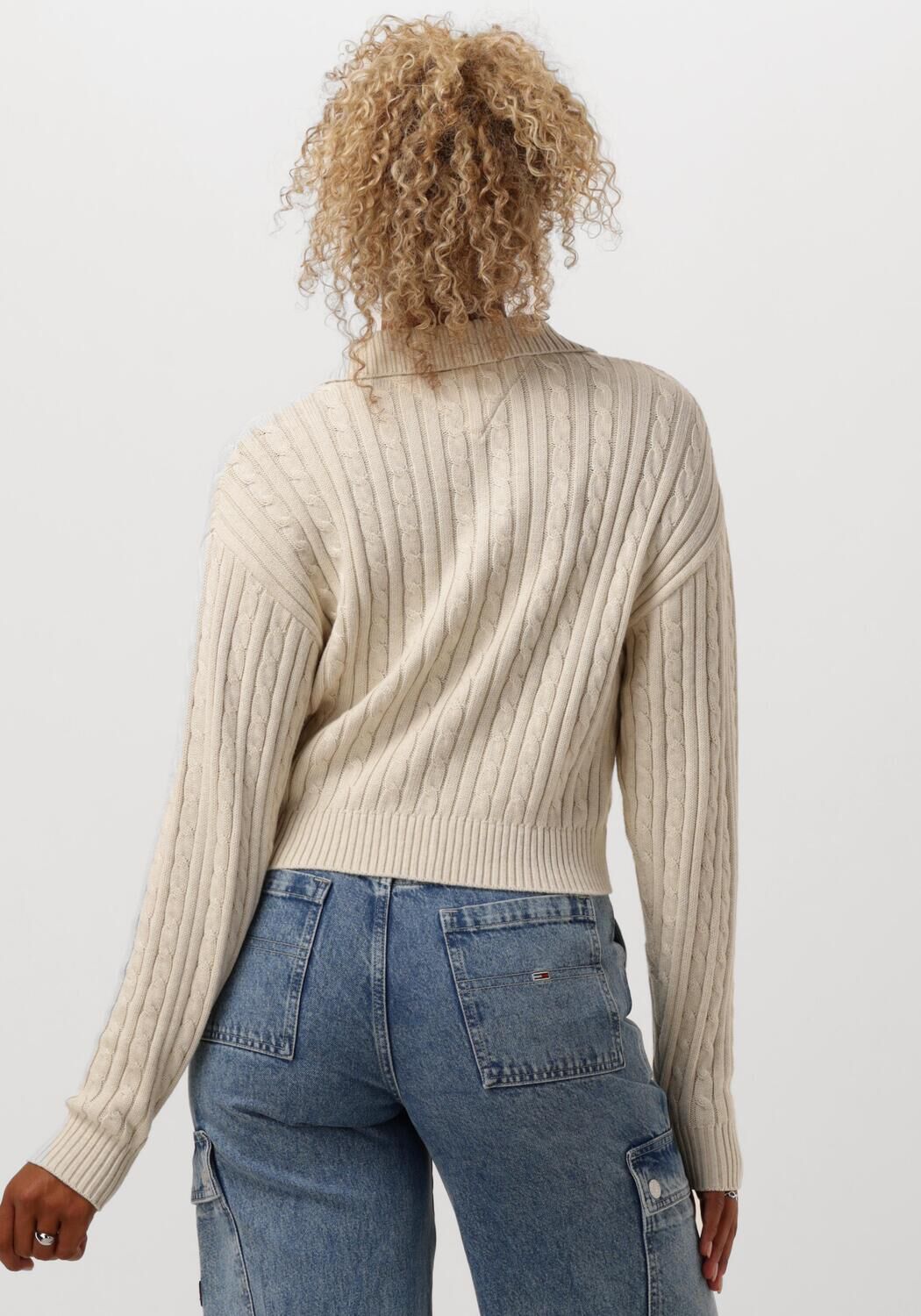 TOMMY JEANS Dames Truien & Vesten Tjw Cable Rugby Sweater Beige