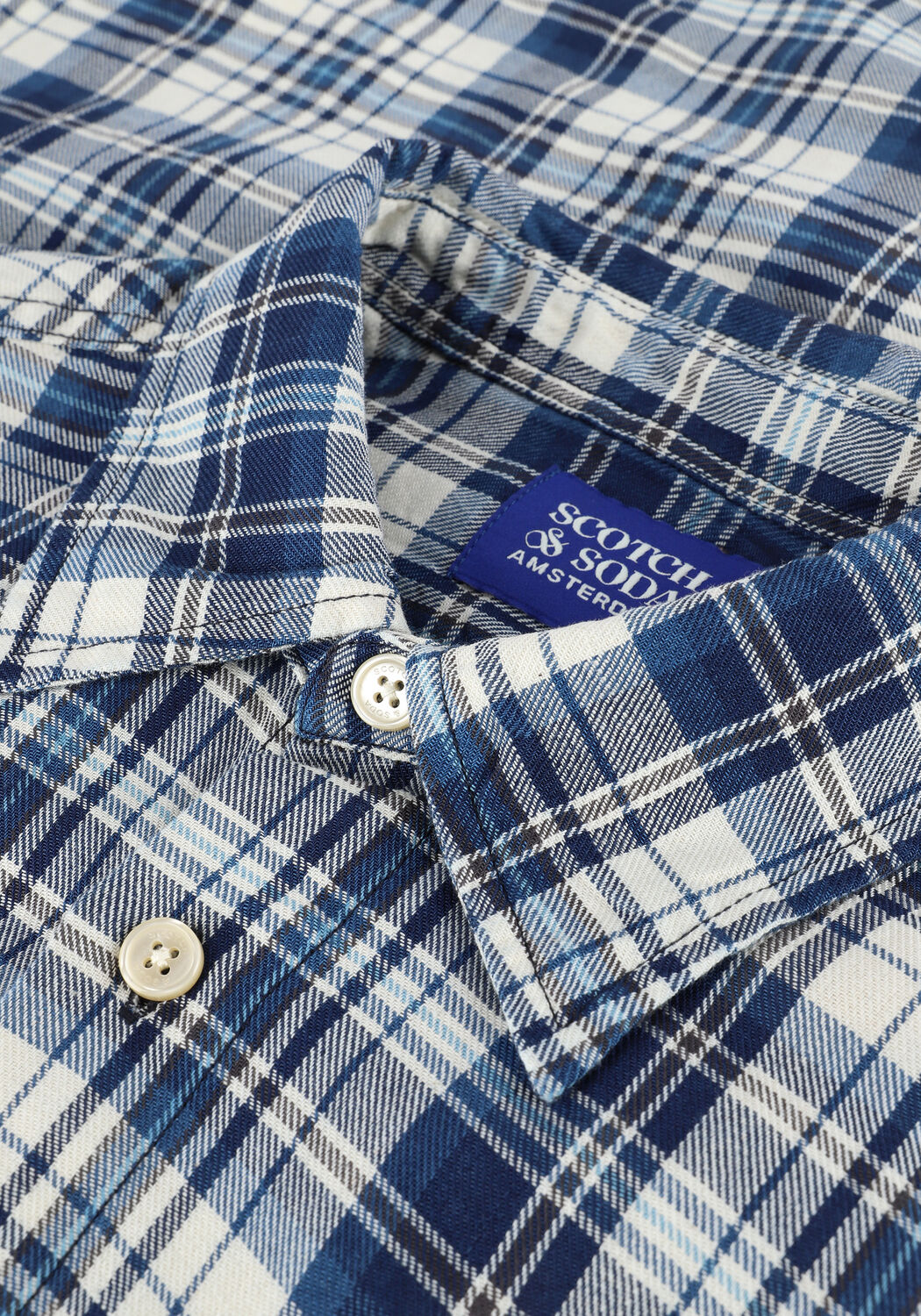 Blauwe SCOTCH & SODA Casual overhemd INDIGO CHECKED 1 POCKET WORKWE - large
