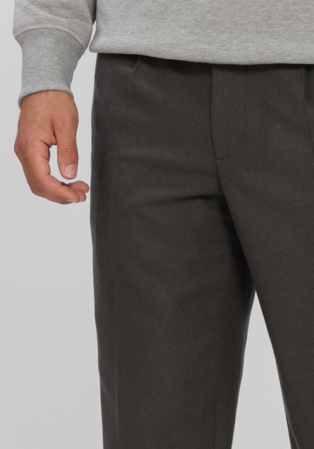 Antraciet BUTCHER OF BLUE Pantalon LENNOX STRAIGHT WOOL TROUSER - large