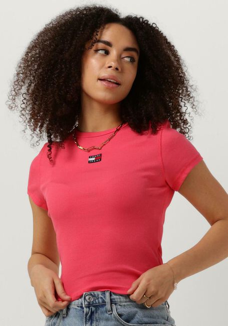Roze TOMMY JEANS T-shirt TJW BBY RIB XS BADGE - large