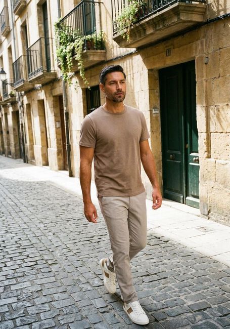 Beige MATINIQUE T-shirt MAJEREMY CREW - large