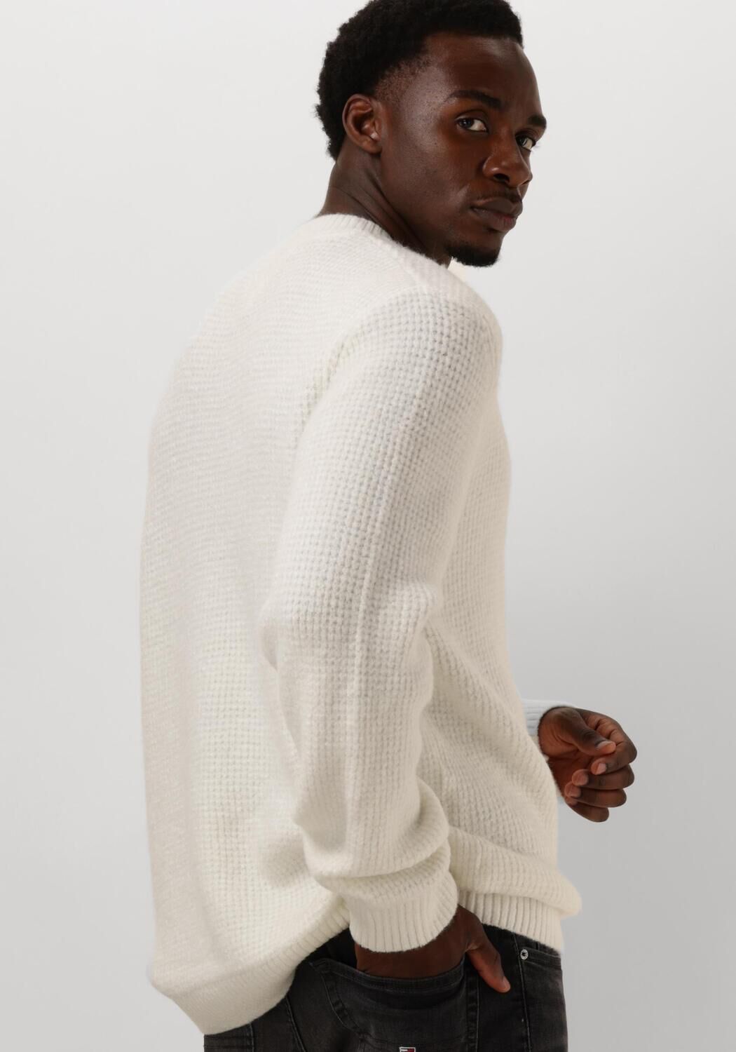 witte tommy jeans trui tjm reg waffle sweater