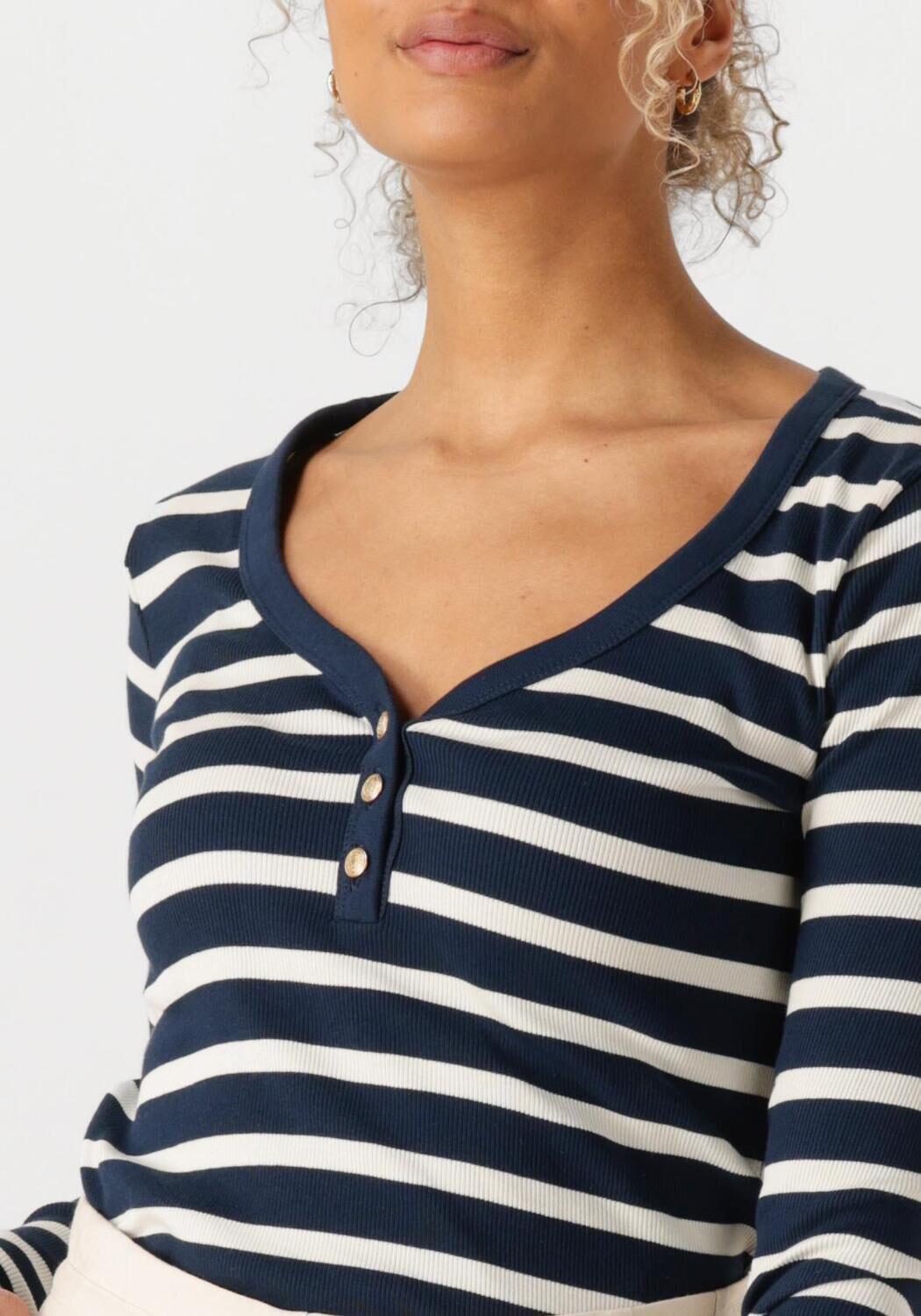 TOMMY HILFIGER Dames Tops & T-shirts Slim Henley Gb Scoop-nk Ls Donkerblauw