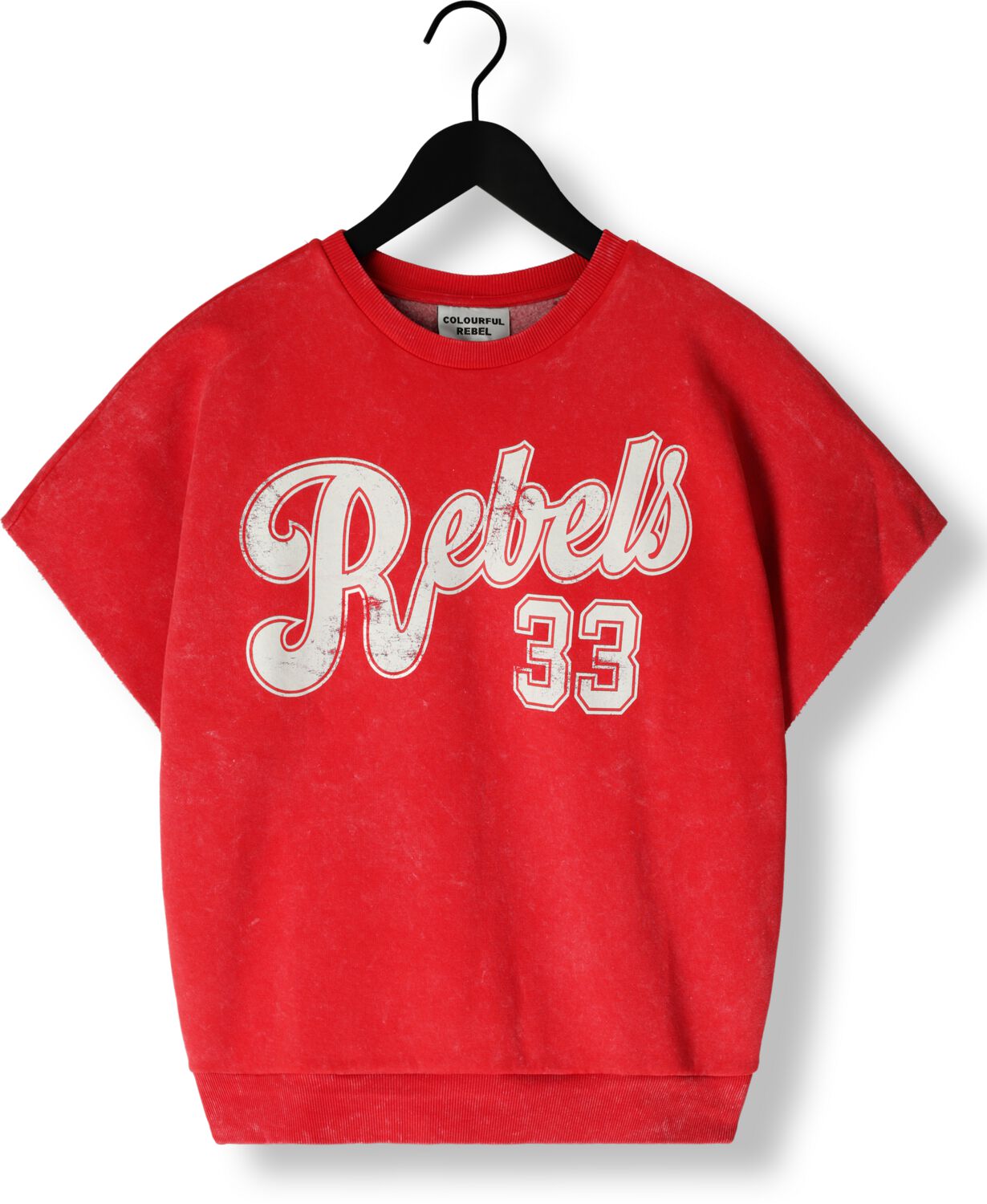 COLOURFUL REBEL Dames Truien & Vesten Rebels 33 Acid Wash Drppd Shldr Sweat Ss Rood