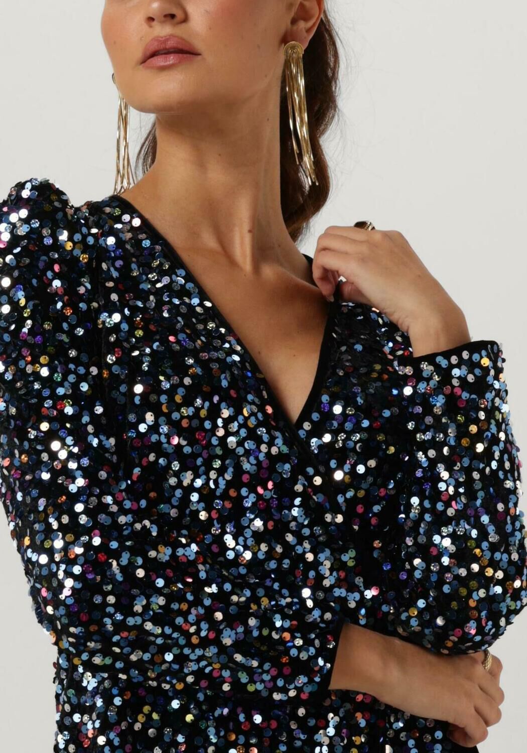 Y.A.S. Dames Jurken Yaskillo Sequin Ls Wrap Dress Zwart