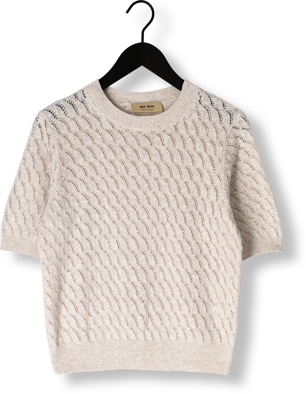 MOS MOSH Dames Tops & T-shirts Mmkarin Marisol Ss Linen Knit Ecru