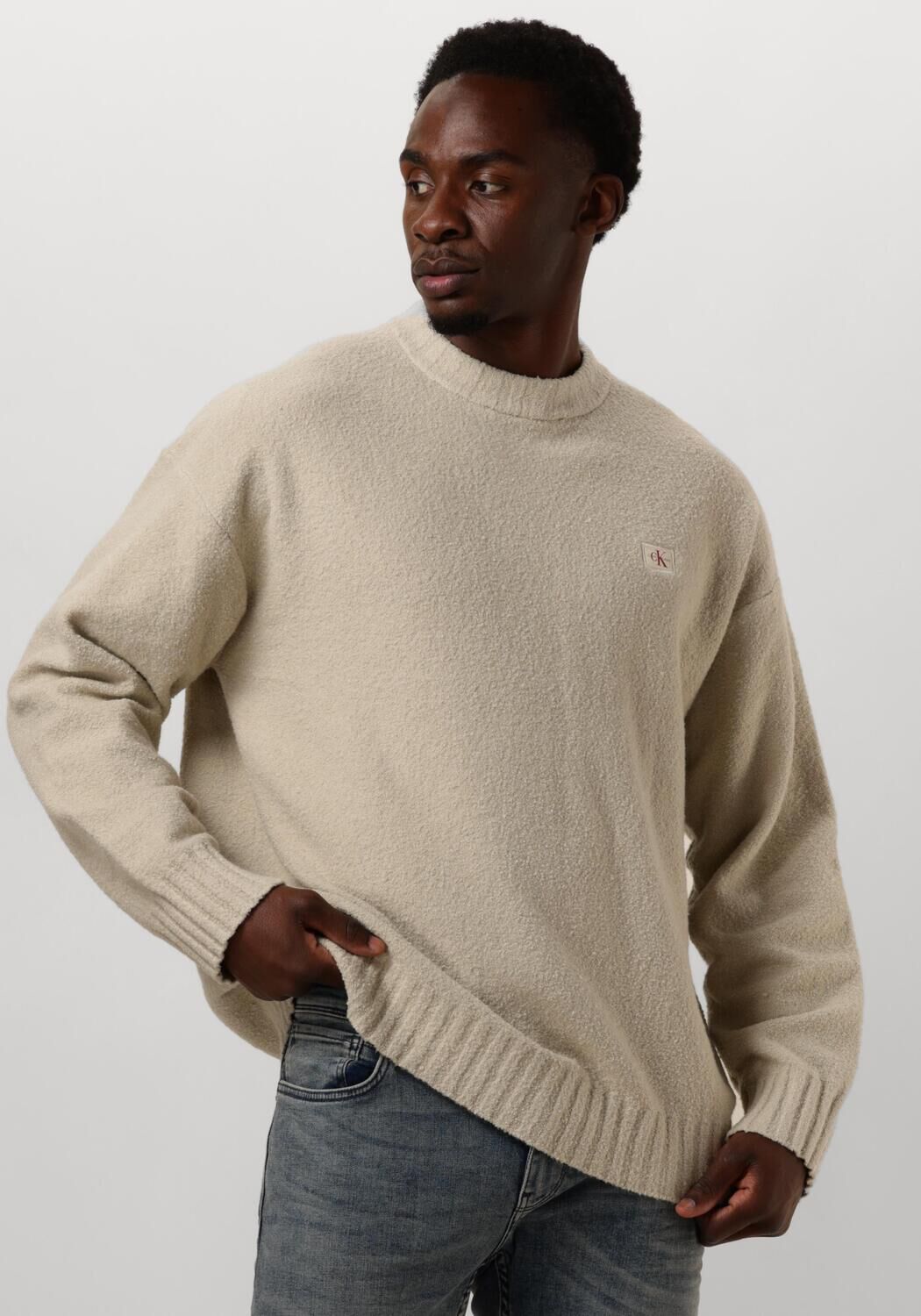 CALVIN KLEIN Heren Truien & Vesten Boucle Boxy Sweater Beige