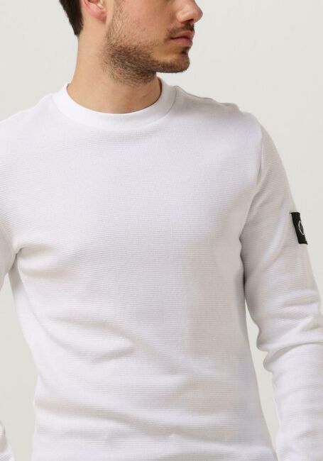 Witte CALVIN KLEIN Sweater BADGE WAFFLE LS TEE - large