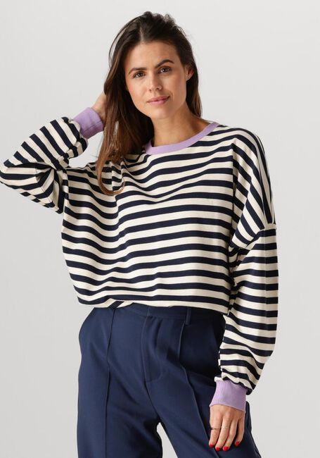 Witte COLOURFUL REBEL Trui STRIPE CONTRAST DROPPED SHOULDER SWEAT - large
