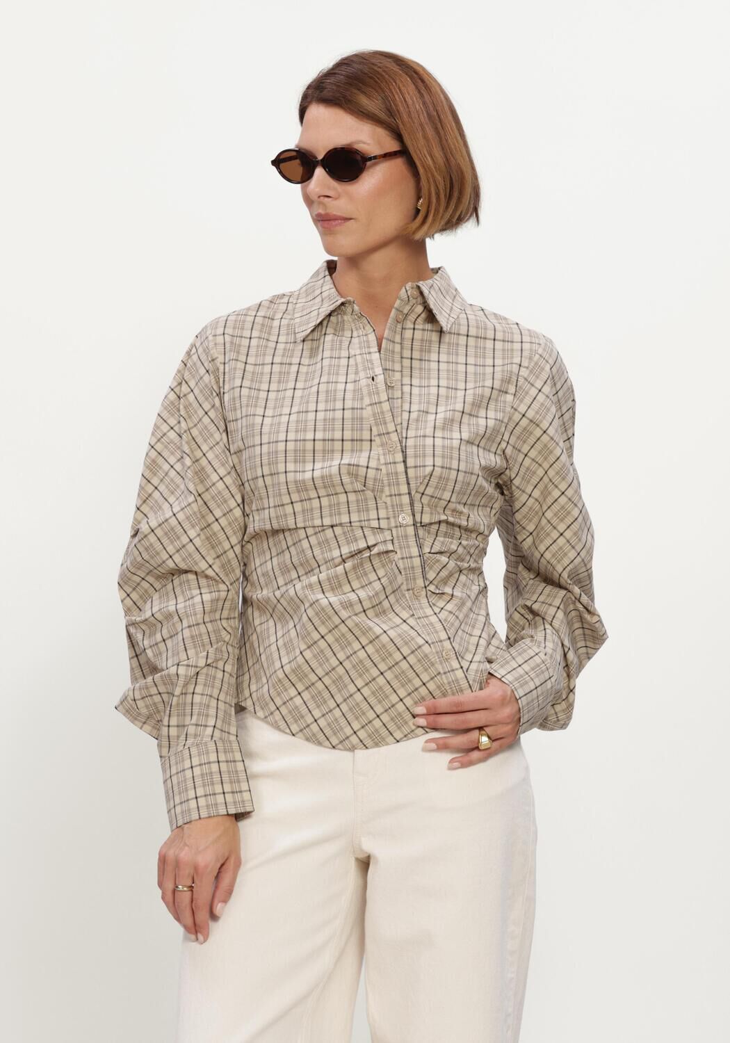 Beige NOTRE-V Blouses NV-ISA BIG CHECK - large