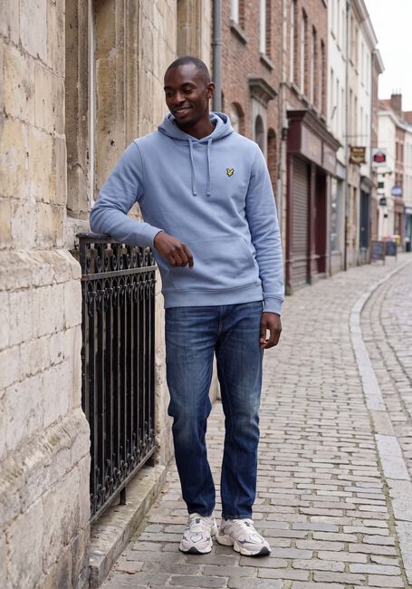 Lichtblauwe LYLE & SCOTT Sweater PULLOVER HOODIE - large