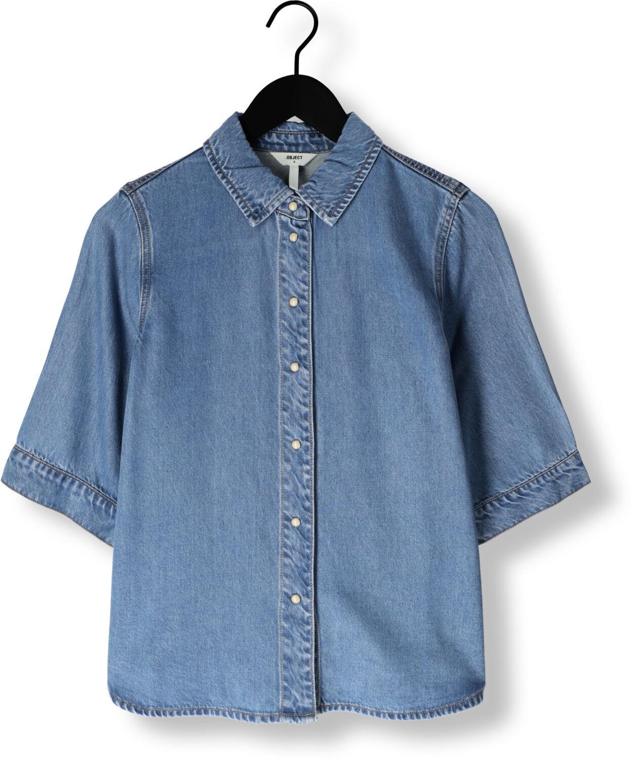 OBJECT Dames Blouses Objframe 2 4 Re Denim Top Blauw