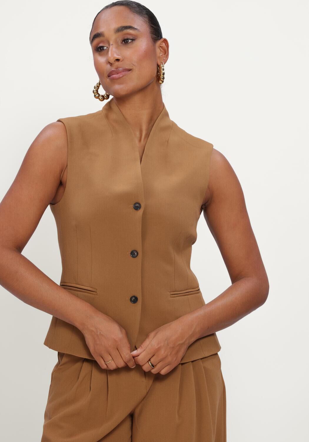 Camel MSCH COPENHAGEN Gilet MSCHPHILOMINA MICHELLE WAISTCOAT - large