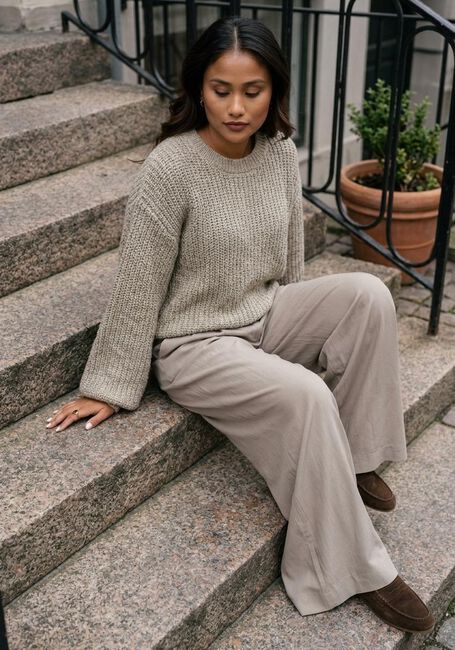 Taupe WITHBLACK Wijde broek WBLMARLEEN TAILORED WIDE PANT - large