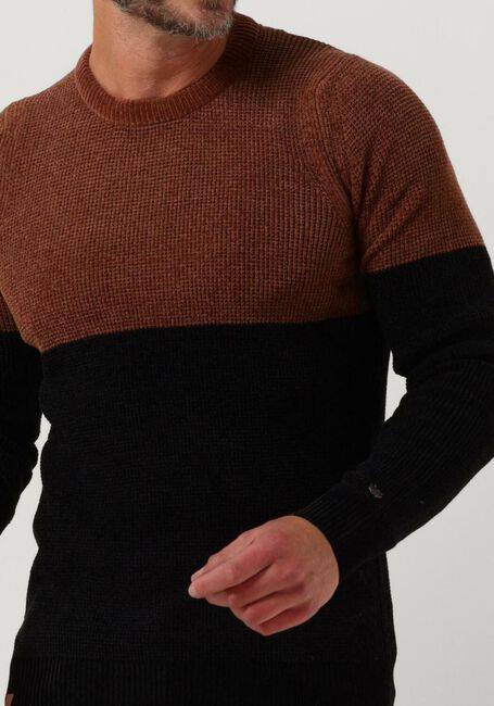 Bruine CAST IRON Trui R-NECK REGULAR FIT CHENILLE COTTON PLATED - large