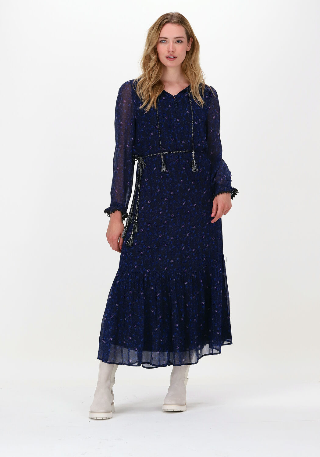 blauwe moliin maxi jurk dina