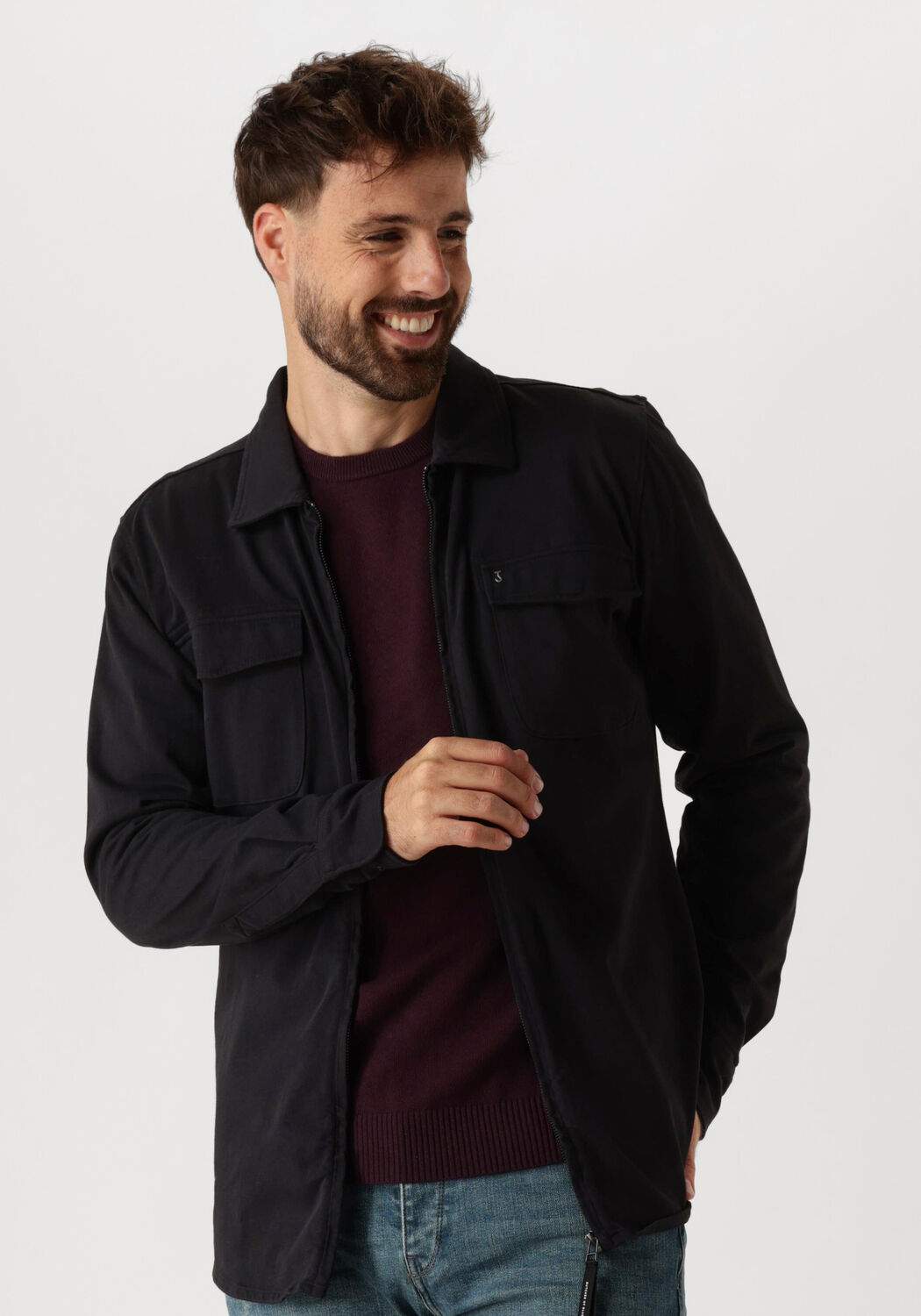 BUTCHER OF BLUE Heren Overshirts Finn Zip Pocket Shirt Zwart