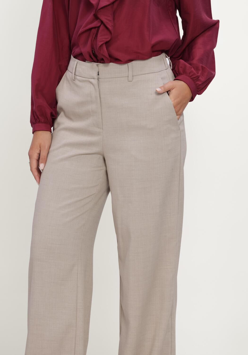 Beige MSCH COPENHAGEN Wijde broek MSCHMARCELI HW PANTS LONG - large