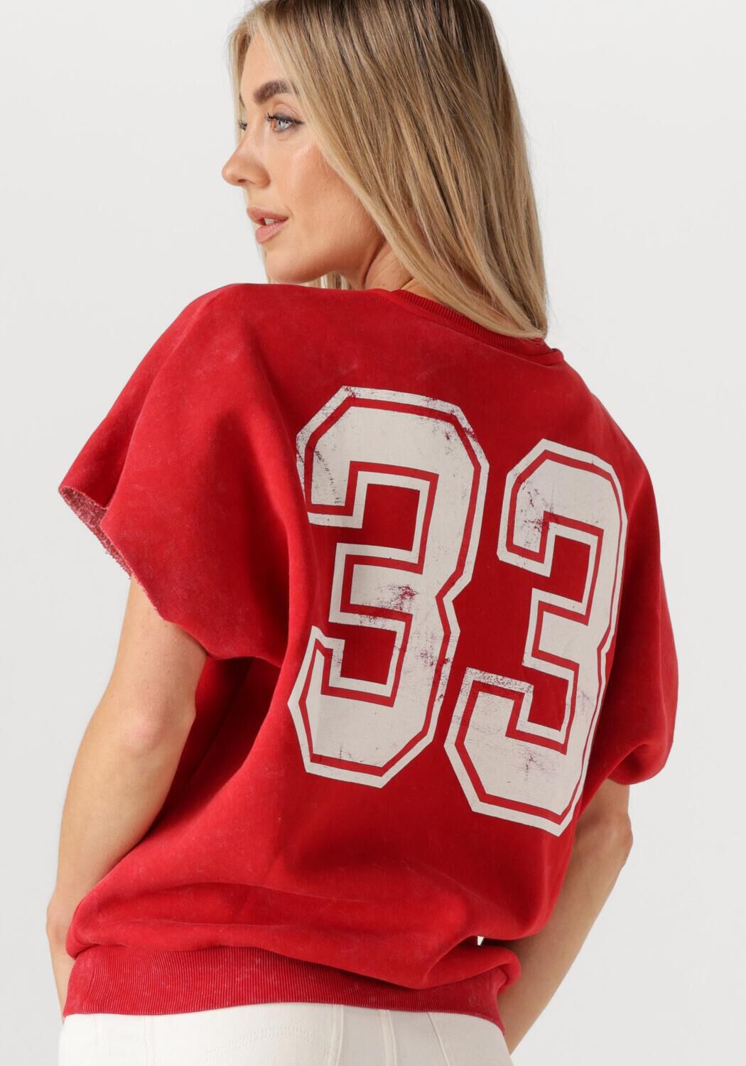 COLOURFUL REBEL Dames Truien & Vesten Rebels 33 Acid Wash Drppd Shldr Sweat Ss Rood