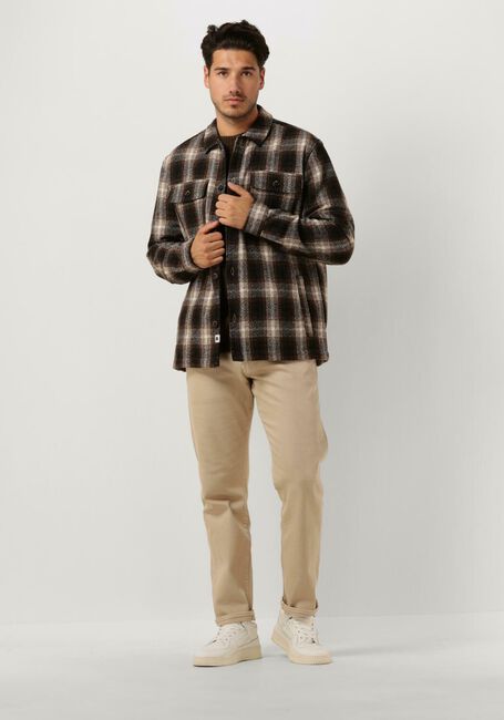 Bruine ANERKJENDT Overshirt AKLION HEAVY CHECK OVERSHIRT - large