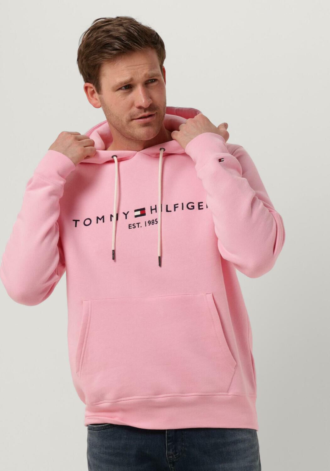 Roze hoodie tommy hilfiger clearance