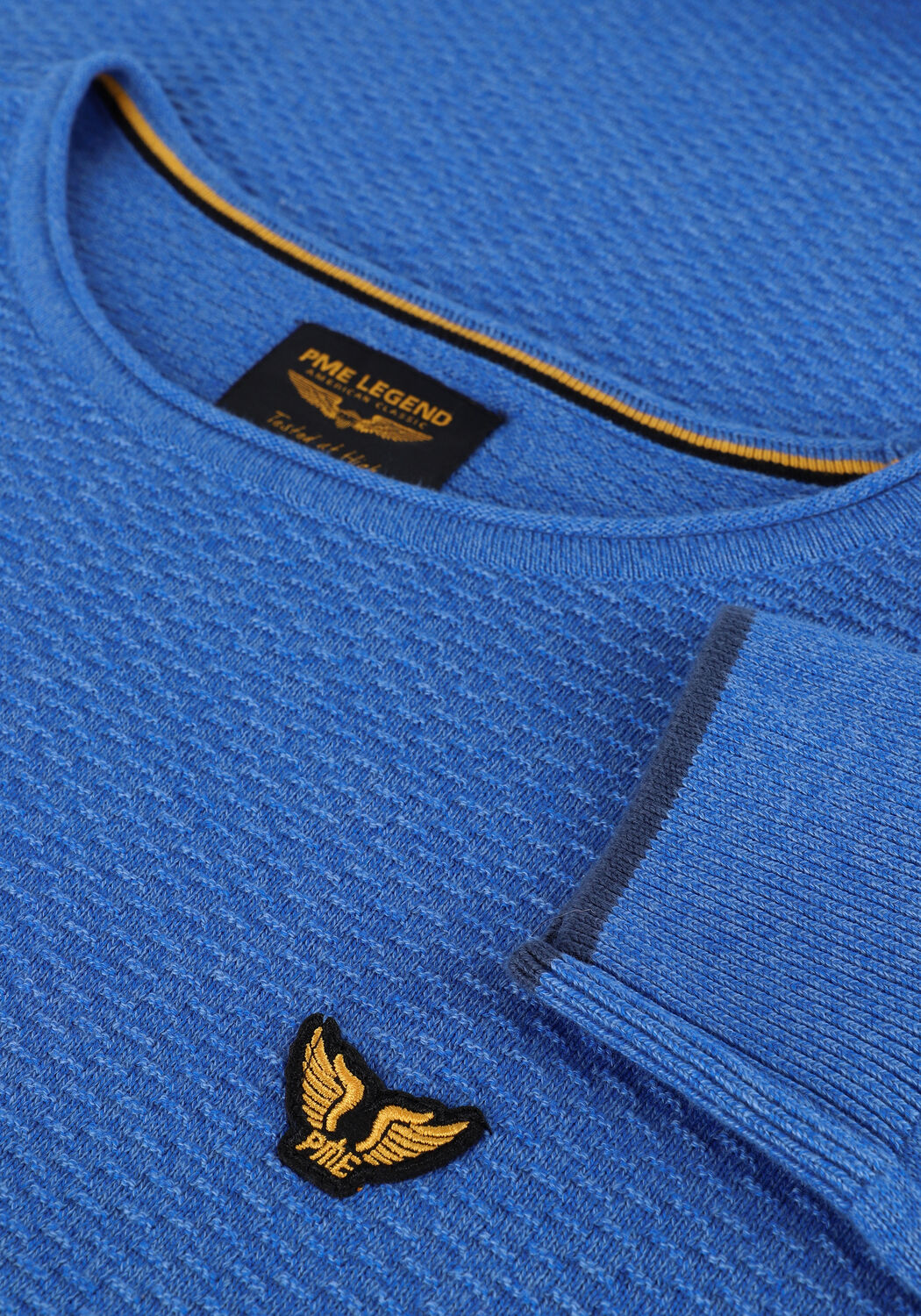 Blauwe PME LEGEND Trui R-NECK COTTON MOULINE - large